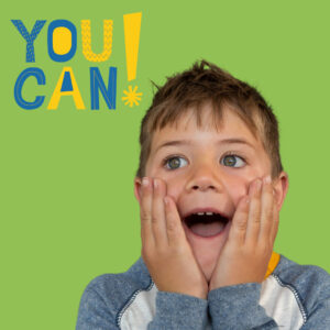 Foster Child expressing positive joy saying you can do it